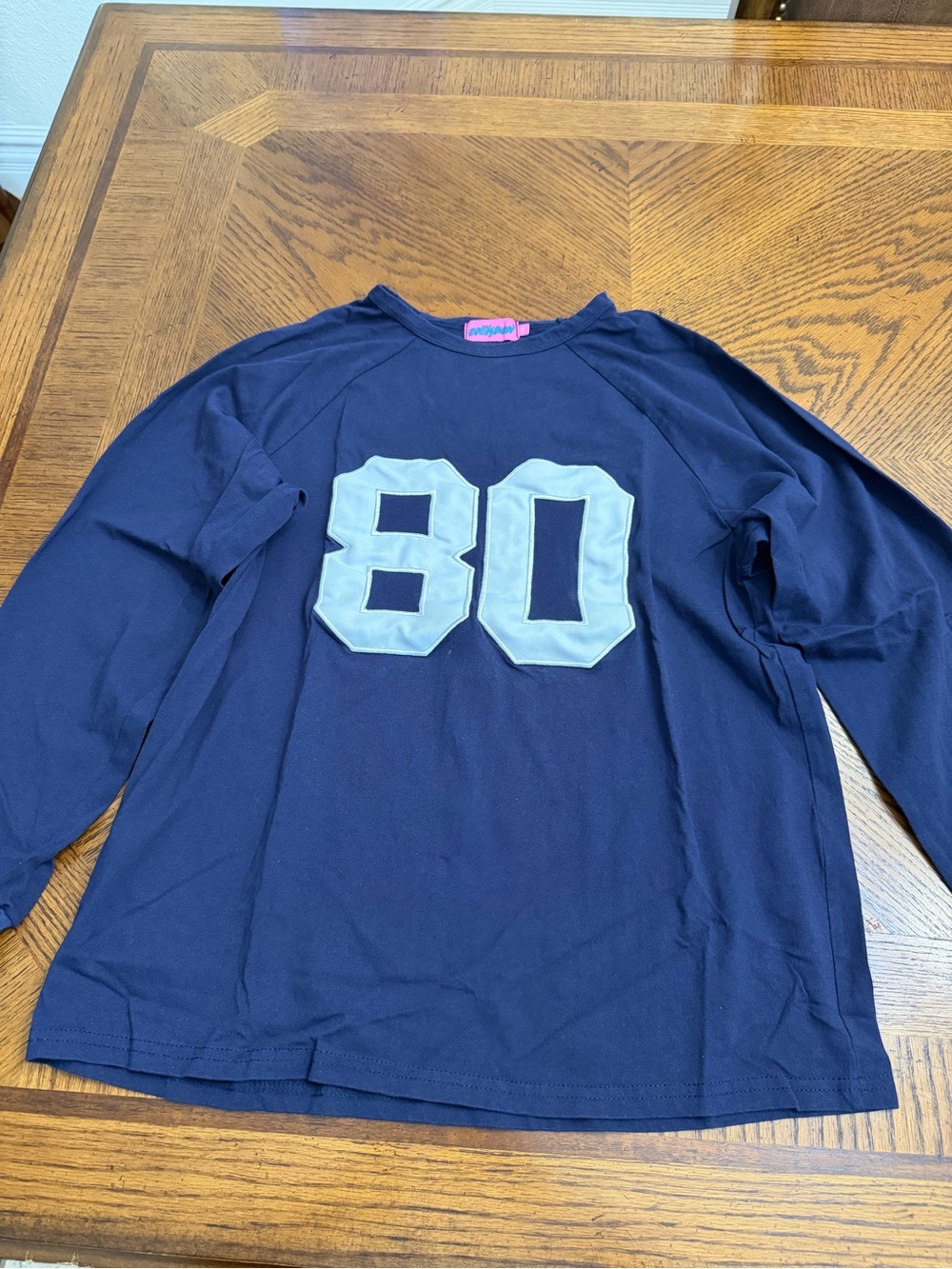 Edikted Navy Long-Sleeve Shirt with Number 80